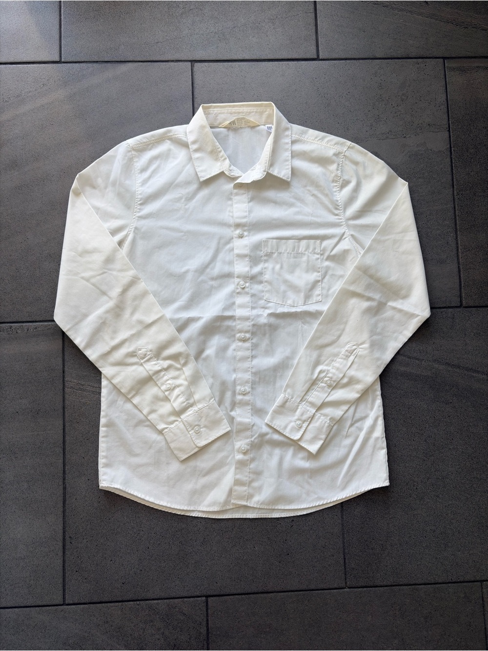 H&M Boys White Button Up Dress Shirt Size 18 13-14Y Youth Long Sleeve Oxford